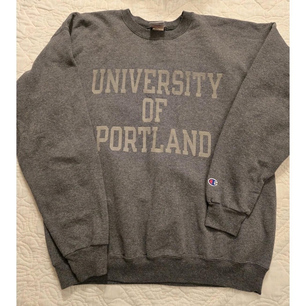 Vintage Champion 90s University Of Portland Gray Sweatshirt Sz L Free Shipping